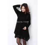  2014 new arriving autumn and winter casual all-match cotton lace big size long-sleeve two pcs set loose slimming elegant dress