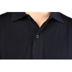 Men's 100% New Merino Wool Short Sleeve blak POLO Shirt  Out Door Lightweight Tee Lapel Turn-down V Collar Button