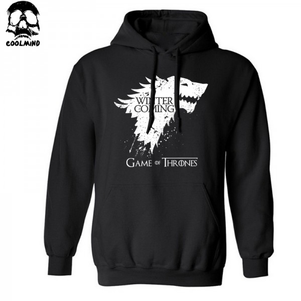  Top quality cotton blend game of thrones hoodies casual winter is coming sweatshirt with hat 2016 H01