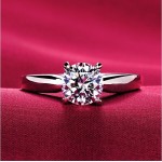  Wholesale Plating Classic Uplifted 4 Prong Single Zirconia Anillos Mujer Wedding Ring for Women 