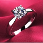  Wholesale Plating Classic Uplifted 4 Prong Single Zirconia Anillos Mujer Wedding Ring for Women 