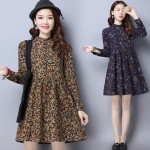  new fashion cotton linen vintage print  women casual loose autumn spring dress vestidos femininos party 2018 dresses