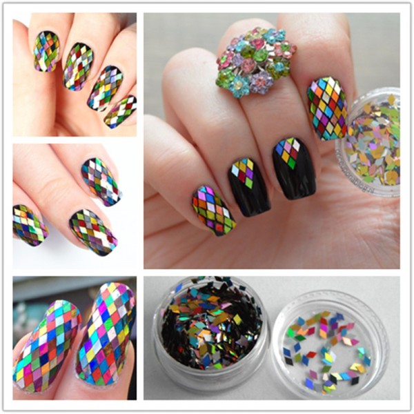 1 Box 2mm Rhombus Paillette Nail Sequins Sparkling Colorful Glitter Nail Art Decoration