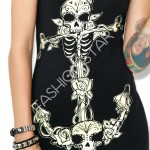 1 Piece Cotton Women's Summer Plus Size Sexy Zipper Jag Backless Slim Skull Printing Dress Lady Fashion Party Street Dress