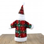 1 Set Santa Claus Plaid Snowflake Clothing Hat Dress Kit Wine Bottle Cover Decor 				