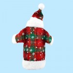 1 Set Santa Claus Plaid Snowflake Clothing Hat Dress Kit Wine Bottle Cover Decor 				