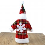 1 Set Santa Claus Plaid Snowflake Clothing Hat Dress Kit Wine Bottle Cover Decor 				