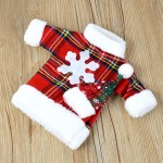 1 Set Santa Claus Plaid Snowflake Clothing Hat Dress Kit Wine Bottle Cover Decor 				