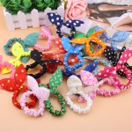 1 set 5 pcsHot Sale Fashion Girls Hair Band Mix Styles Polka Dot Bow Rabbit Ears Elastic Hair Rope Ponytail Holder Free Shipping