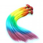 10 Pieces/lot  40cm/16'' Fashion Womens Rainbow Colorful  Straight Grizzly Feather Hair Extensions  With 10pcs Beads For Free