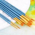 10Pcs/Set Kids Student Watercolor Gouache Painting Pen Nylon Hair Wooden Handle Paint Brush Set Drawing Art Supplies