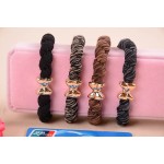 10pcs/lot Gold Plated Bowknot Button Big Black Elastic Ponytail Holders Hair Accessories Cute Girl Women Rubber Bands Tie Gum