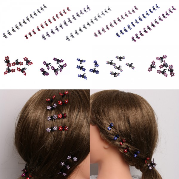 12 Pcs/Set Fashion Women Hairpins Crystal Flower Mini Barrettes Hair Claw Clamp Hair Clip Girls hair accessories 2017 Hot Sale