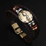 12 Zodiac bracelet Men 2016 vintage bronze Handmade Braid  multilayer Genuine Leather Women Wrap Charm Bracelets Bangles Jewelry