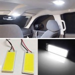 12V 2pcs Xenon HID super White 36 COB LED Dome Map Light Bulb with T10 Light Adapter Car Interior Panel Lamp Car-styling 