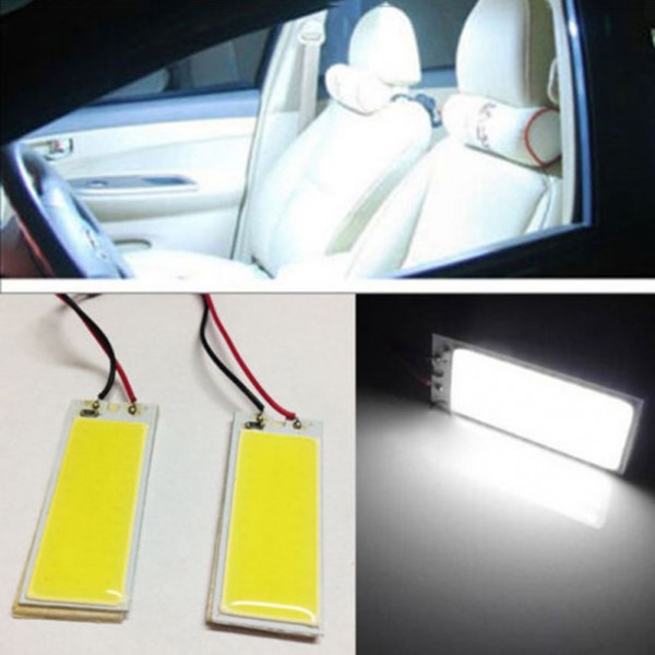 12V 2pcs Xenon HID super White 36 COB LED Dome Map Light Bulb with T10 Light Adapter Car Interior Panel Lamp Car-styling 