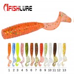 12pcs/lot Afishlure curly tail soft worm 45mm 1.2g artificial Panfish Crappie Bream Trout crankbait soft bait fishing lure