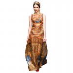 1388 Free Shipping  Woman Fashion Runway Ethnic Retro Vintage Long Maxi Silk Print Dresses for Women Dress Summer style