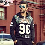 140kg Plus Size Men Hoodies 2016 New Autumn Men's Sportswear Number Printed Hoodies 3 4 5 6 XL1096hood