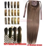 16"-28" 100% Brazilian Remy hair Clips In/on Human Hair Extensions Horsetail Ponytail #4 medium brown 80g100g 120g140g