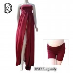 (170cm) Maternity Maxi Dress Boob Tube On Top with Shorts Free Size Split Front Chiffon For Photography Props Dress