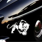 19.5*13.6CM Fiery Wild Panther Hunting Car Body Decal Car Stickers Motorcycle Decorations Black/Silver C9-2149