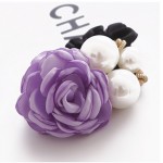 1PC Hot Lady Satin Ribbon Rose Flower Pearls Elastic Rope Hairband Ponytail Holder Hairband Gift Hair Band Accessories