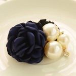 1PC Hot Lady Satin Ribbon Rose Flower Pearls Elastic Rope Hairband Ponytail Holder Hairband Gift Hair Band Accessories