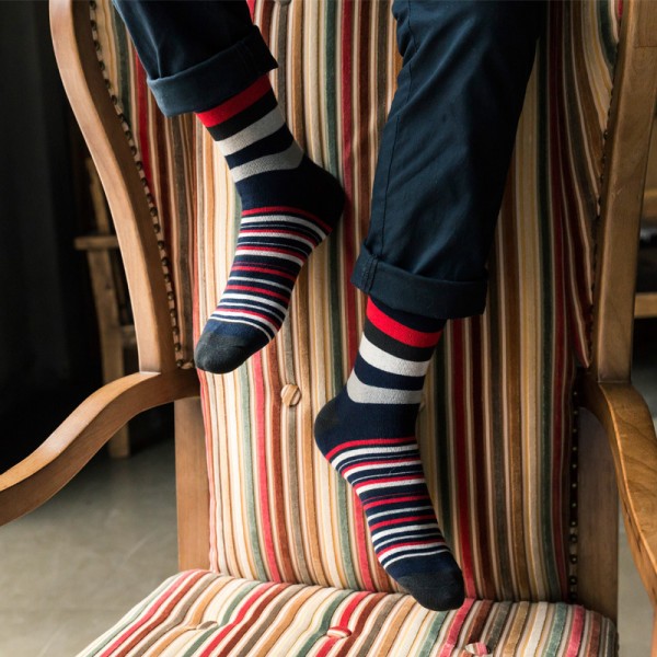 1Pairs Men's Socks Chaussette Striped 3D Print Male Long Socks Long Men's Business Mens Dress Socks Meias Homens Cotton Blend