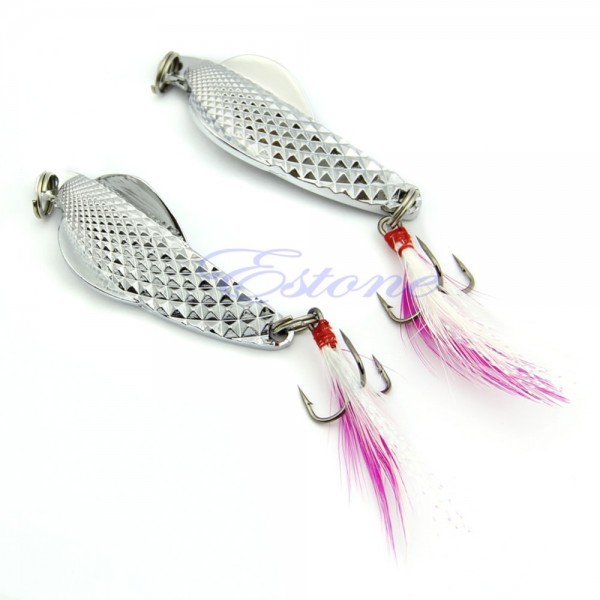 1pc 10g 100mm Silver Fishing Lure Gill Paillette Tackle Treble Hook With Feather