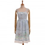 1pc Lolita Girls Snow Doll Print JSK Suspender Dress Fairy Kei Sleeveless Lace Trim Bows Costume