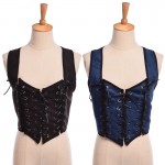 1pc Medieval Lady Reversible Lace Up Corset Vest Renaissance Wench Two-Sides Bodice Waistcoat Tops