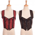 1pc Medieval Lady Reversible Lace Up Corset Vest Renaissance Wench Two-Sides Bodice Waistcoat Tops