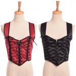 1pc Medieval Lady Reversible Lace Up Corset Vest Renaissance Wench Two-Sides Bodice Waistcoat Tops