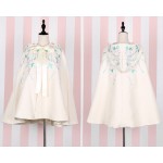 1pc Vintage Style Girls Floral Embroidered Cloak Lolita Hooded Cape Winter Outwear