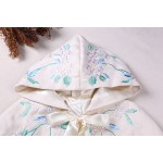 1pc Vintage Style Girls Floral Embroidered Cloak Lolita Hooded Cape Winter Outwear