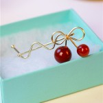 1pcs Summer Fashion Women Girl Lovely Korean Red Cherry Shaped Bowknot Hairpin Twist Hair Clip Hairpin Barrette Hair Accessories