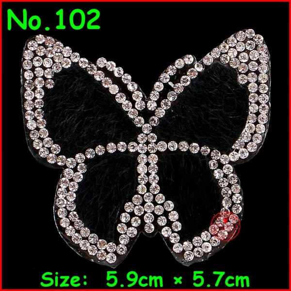 2 pcs/Lot Crystal Butterfly Patches Motif Hotfix Rhinestone Applique Jewelry For Children Kids Women Dress Clothes Wedding