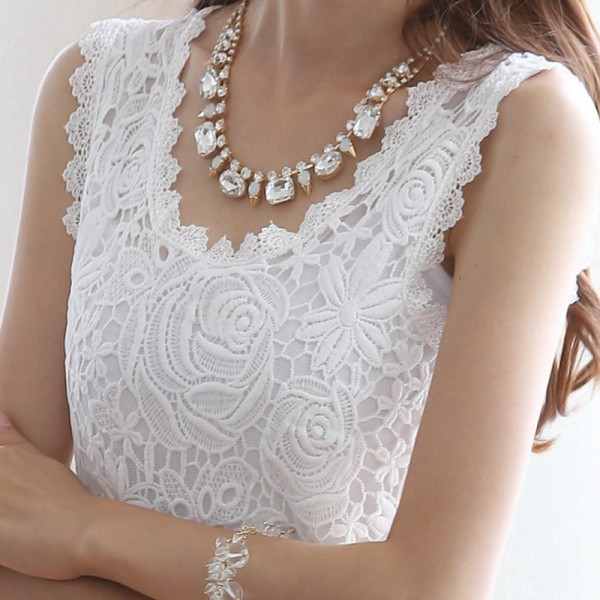 201 new vest  sleeveles women's basic shirt milk silk lace plus size blouse loose spaghetti strap top size S M L XL XXL  3XL