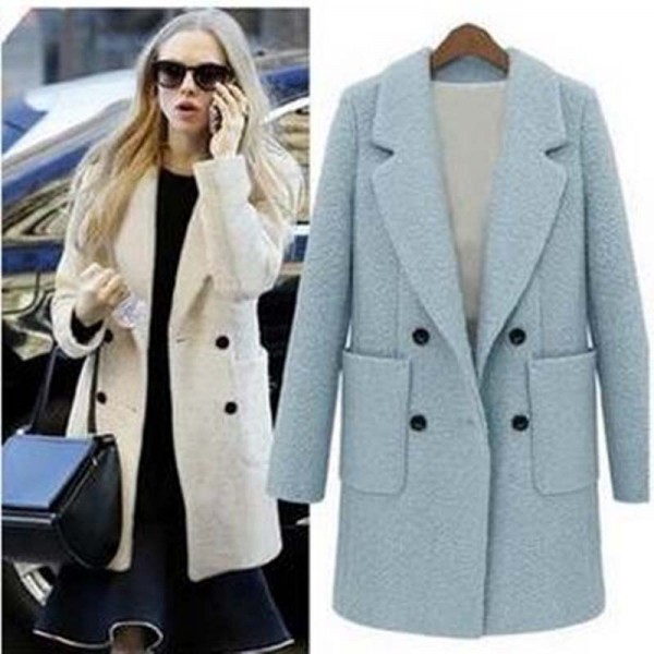 2015 Europen And American New Winter Coat And Cotton Double Breasted Woolen Jacket Slim Long Female Overcoat