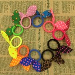 2015 New 10pcs 45mm Super Cute Rabbit Ears Hair Holders Hair Accessories Child Girl Women Print Point Rubber Bands(Random Color)