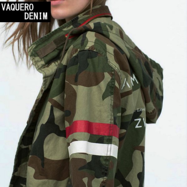 2015 New Arrival Spring Outerwear Jacket Women Female Coat Womens Army Green Camouflage Jacket