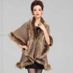 2015 New Fashion Cashmere Imitation Fox Fur Coat  Cardigan Women Poncho  Knitted Sweater Lady Scarves Free Shipping