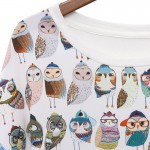 2015 New Style Cartoon Owl Printed Women's T-shirts/Brand Summer Oversize Short Sleeve T-shirts Women/Casual Women Clothing 5XL