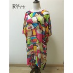 2015 Plus Size Colorful Dresses European Impression Style Fashion Women Hit Color Chiffon Shirt Dress for Lady(R.Melody DS0130)