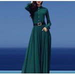 2015 Summer Style Beach Dress Women Long Sleeve Maxi Dress Vintage Clubwear Vestidos Elegant Long Dress Free Shipping DS-166