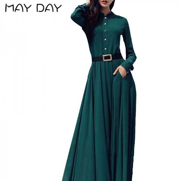 2015 Summer Style Beach Dress Women Long Sleeve Maxi Dress Vintage Clubwear Vestidos Elegant Long Dress Free Shipping DS-166