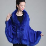 2015 Winter  Womens Leather Grass Fox Fur Collar Poncho Cape Bridal Wedding Dress Shawl Cape  Lady Wool Vest Fur Coat