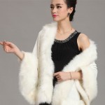 2015 Winter  Womens Leather Grass Fox Fur Collar Poncho Cape Bridal Wedding Dress Shawl Cape  Lady Wool Vest Fur Coat