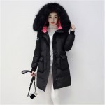 2015 Winter Real Fur Trim Down Black Jacket  Women's Monster Eyes Duck Down Parkas Women Warm Slim Long Coat  1512 Free Shipping